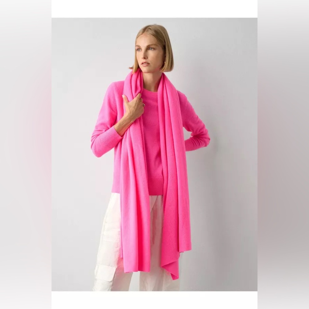 White + Warren Pink Glow Cashmere Travel Wrap 4547T - Picture 2 of 4